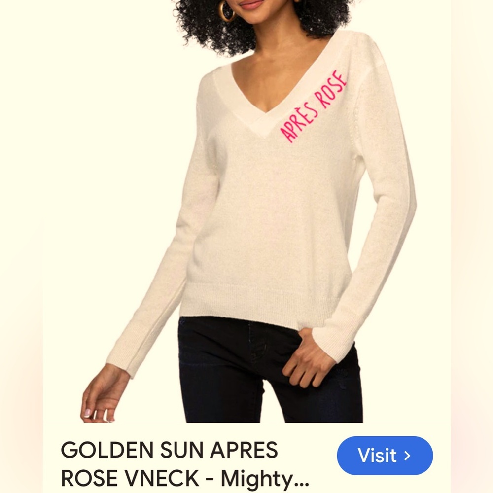 Golden sun cashmere sweater v neck s/m org 278.00 Apres Rose NWT never worn